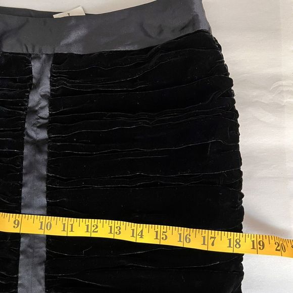 INC International Concepts Pencil Skirt Womens 4 Black Ruched Velvet Formal - Picture 9 of 14